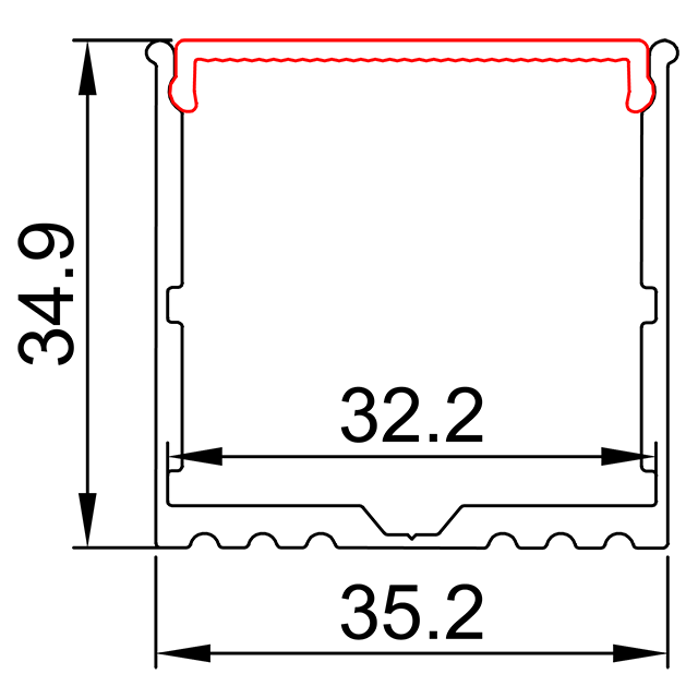 W35.2mm×H34.9mm (内幅32.2mm) LEDアルミプロファイル
