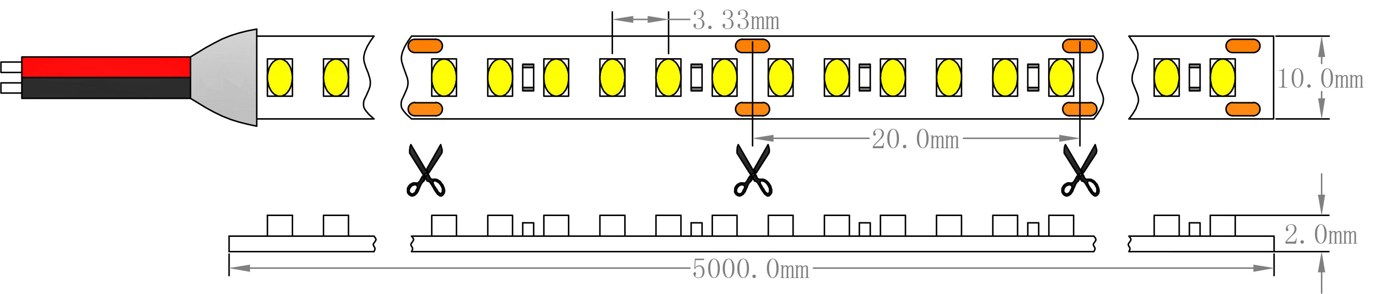 SMD2216 300LEs 24V 寸法